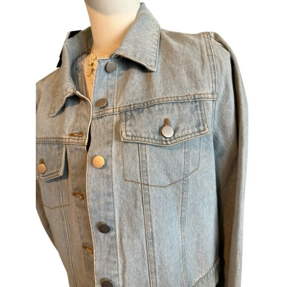 Leo and Viola puff Sleeve denim jacket. NWT Size M - Picture 3 of 3